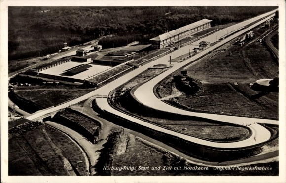 Postcard Adenau, aerial photograph, Nürburgring, start and finish with north bend