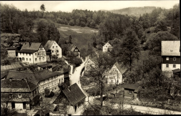 PC Reinhardtsdorf Schöna in Saxony, view of the Hirschgrund, forest