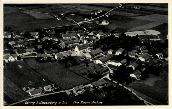 Postcard Edling in Upper Bavaria, aerial photograph