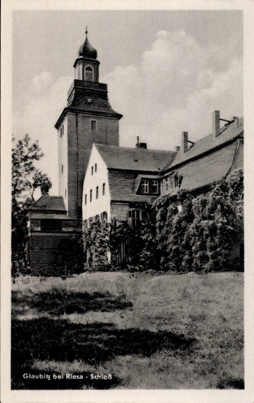 Postcard Glaubitz on the Elbe, Castle