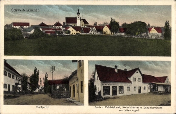 Ak Schweitenkirchen Bayern, Bäckerei, Dorfpartie, Blick auf den Ort
