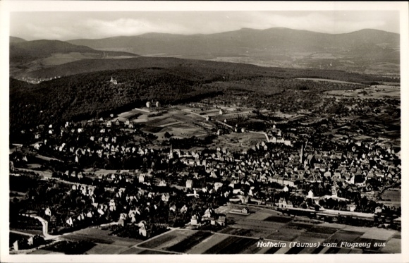 Postcard Hofheim im Taunus Hessen, aerial view of Hofheim, Taunus, suburbs, landscape, airplane view