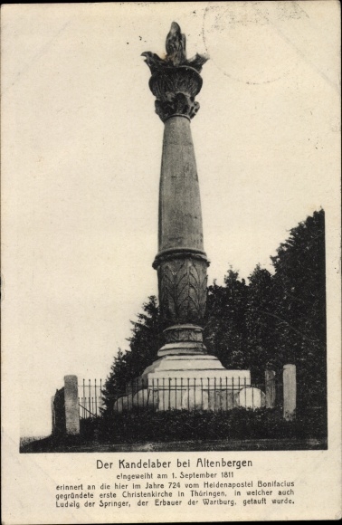 Ak Altenbergen Leinatal Thüringen, Blick auf den Kandelaber, eingeweiht 1811