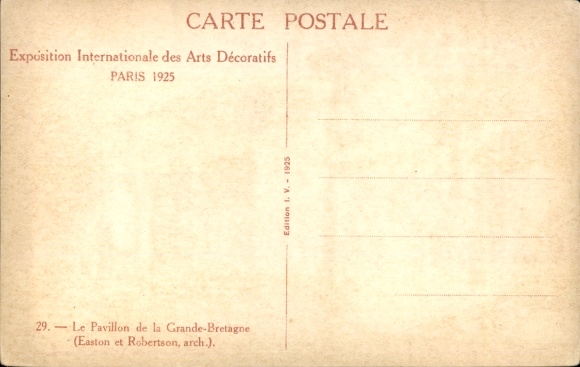 Postcard International Exhibition of Decorative Arts, Paris 1925, Great Britain Pavilion