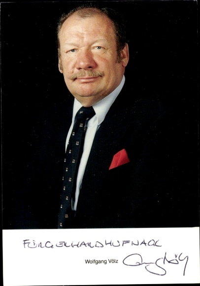 Postcard actor Wolfgang Völz, portrait, autograph
