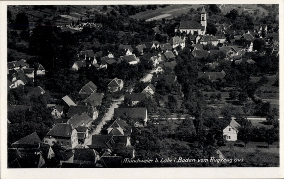 Postcard Münchweier Ettenheim in Baden, aerial photograph