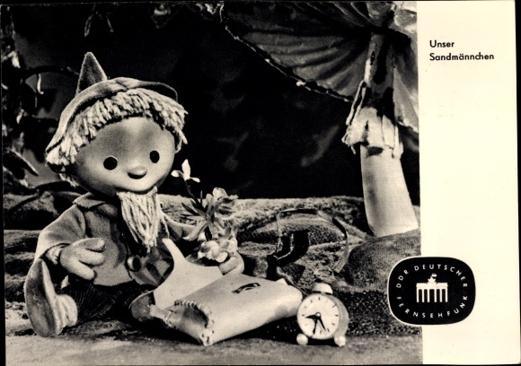 PC Our Sandman, Sandman, GDR German television, bag, alarm clock, mushroom