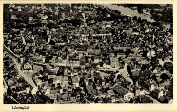 Postcard Schweinfurt in Lower Franconia Bavaria, aerial photograph