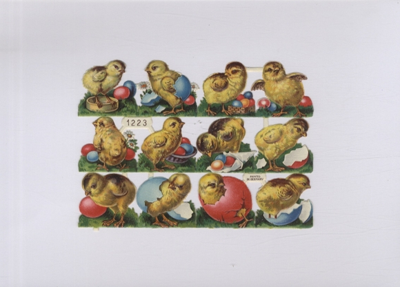 Wafer complete block Easter chicks with colorful Easter eggs, approx. 12 x 17 cm