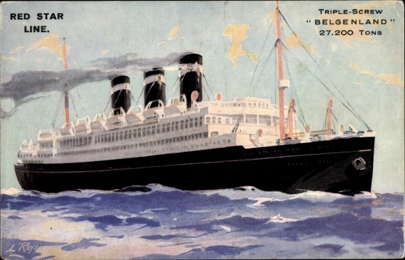 Artist Postcard Steamer Belgenland, Red Star Line