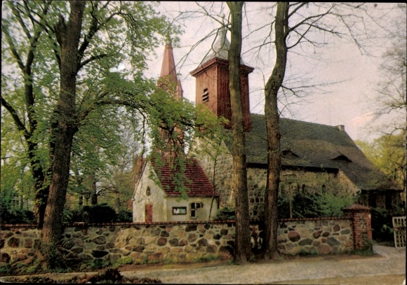 Postcard Berlin Steglitz Lichterfelde, village church, Pauluskirche