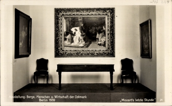 Ak Ausstellung Berge, Menschen und Wirtschaft der Ostmark, Berlin 1939, Mozart's letzte Stunde