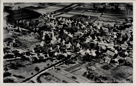 Postcard Hausen near Forchheim, aerial photograph