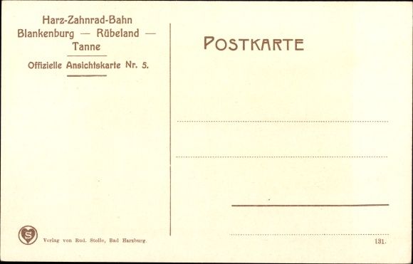 Postcard Blankenburg am Harz, Braune Sumpf station and Bielstein tunnel, Harz cog railway