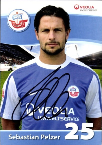 Autograph card footballer Sebastian Pelzer, FC Hansa Rostock, autograph