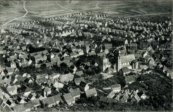 Postcard Bürstadt in Hessen, aerial photograph
