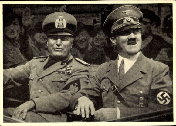 Postcard Führer and Reich Chancellor Adolf Hitler, Benito Mussolini, State Meeting, Men of the Time 126
