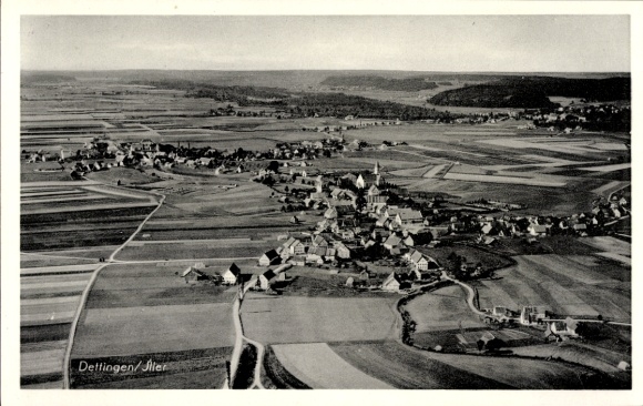 Postcard Dettingen an der Iller Upper Swabia, aerial photograph