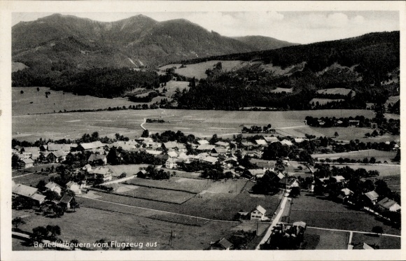 Postcard Benediktbeuern in Upper Bavaria, aerial photograph