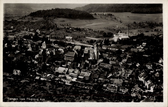 Postcard Tiengen am Hochrhein, aerial photograph