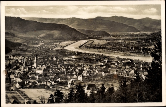 Ak Haslach im Kinzigtal, St. Arbogast, Stadtpanorama