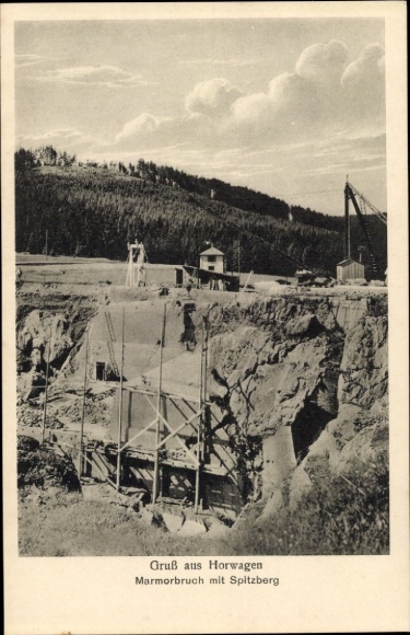 PC Horwagen Bad Steben in the Franconian Forest Bavaria, marble quarry with Spitzberg