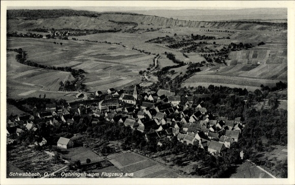 Postcard Schwabbach Öhringen in the Hohenlohe district, aerial photograph
