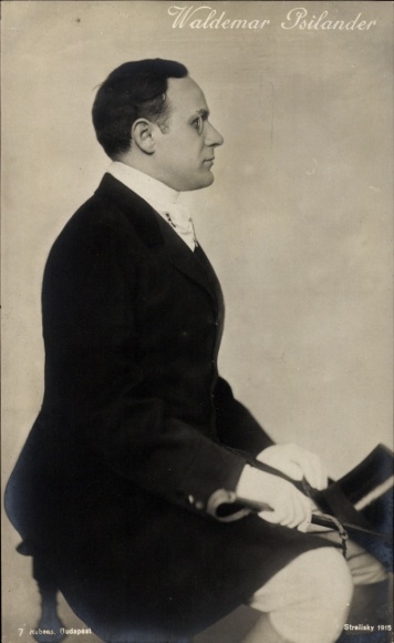 Aktor KP Valdemar Psilander, widok z profilu, kapelusz