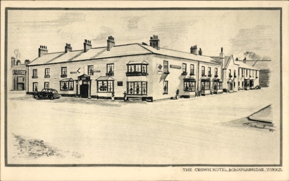 Artist Postcard Yorkshire, Borougherbridge, Crown Hotel