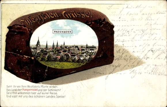 Passepartout Postcard Paderborn in Westphalia, general view