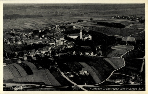Postcard Kirchheim in Schwaben Allgäu, Kirchheim in Schwaben from the plane