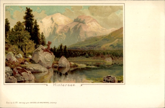 Chromo-Litho Ramsau in Berchtesgadener Land Upper Bavaria, Hintersee