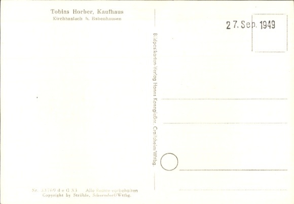 Postcard Hörlis Kirchhaslach in Swabia, aerial photograph