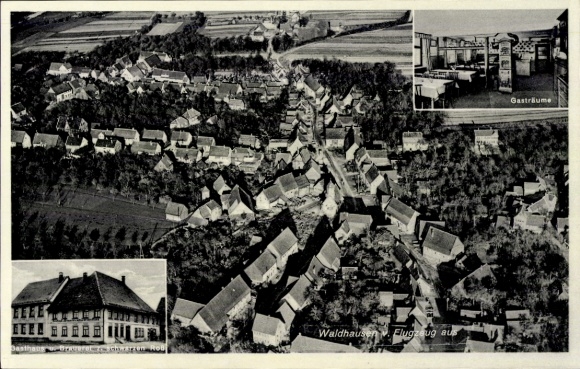 Postcard Waldhausen Geislingen an der Steige, aerial photograph, restaurant and brewery Bantleon