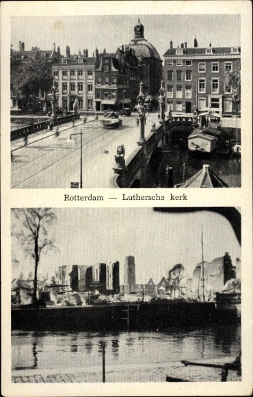 PC Rotterdam South Holland Netherlands, Luthersche kerk, ruin, war destruction II. WW