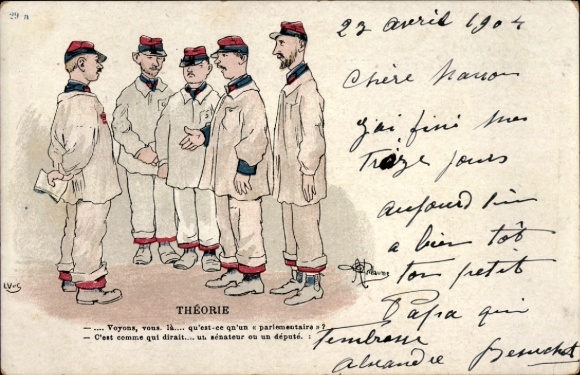 Artist Postcard Guillaume, Albert, French soldiers, theory