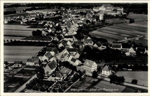 Postcard Wiblingen Ulm on the Danube, panorama, castle, aerial photograph