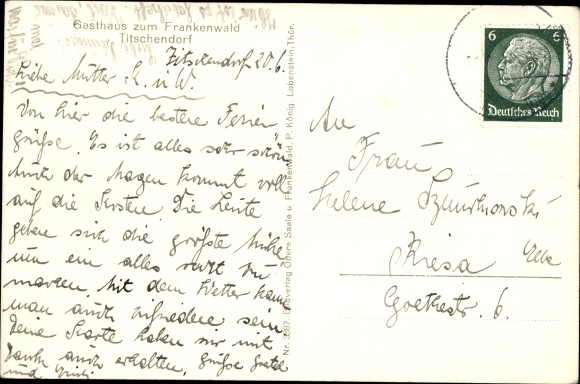 Postcard Titschendorf Wurzbach, Inn zum Frankenwald