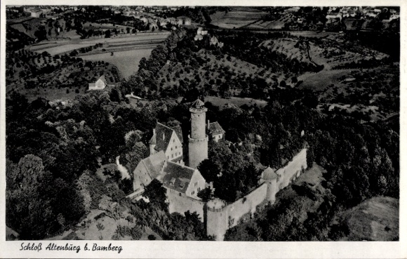 Postcard Bamberg in Upper Franconia, Altenburg, aerial photograph