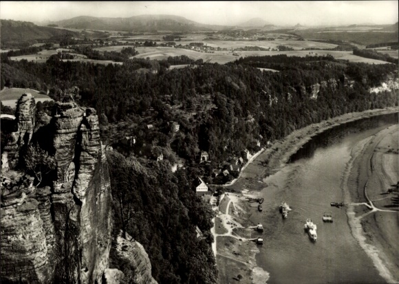 Ak Rathen an der Elbe Sächsische Schweiz, Blick vom Basteifelsen, Panorama