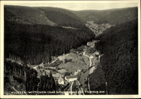 Ak Wittichen Schenkenzell im Schwarzwald, Fliegeraufnahme, Kloster