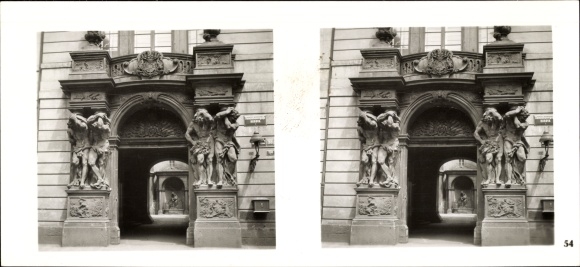 Stereofoniczny obraz przestrzenny zdjęcie Praha Praga, stare miasto, Pałac Clam Gallas, portal