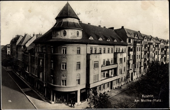 Postcard Kostrzyn nad Odrą Cüstrin Küstrin Ostbrandenburg, Partie am Moltke Platz