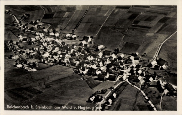 Postcard Reichenbach near Steinbach am Wald Upper Franconia, aerial photograph