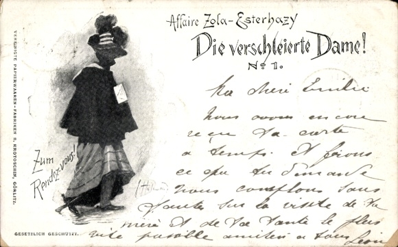 Artist Postcard The Veiled Lady, Affaire Zola Esterhazy, To the Rendezvous