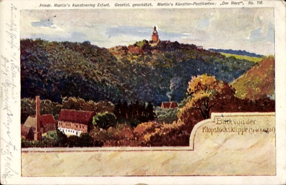 Kunstenaar Ak Martin, Meisdorf Falkenstein Harz, Klopstocksklippe, Selkethal