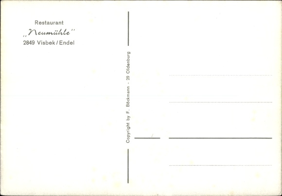 Ansichtkaart Endel Visbek in Oldenburg, Restaurant Neumühle