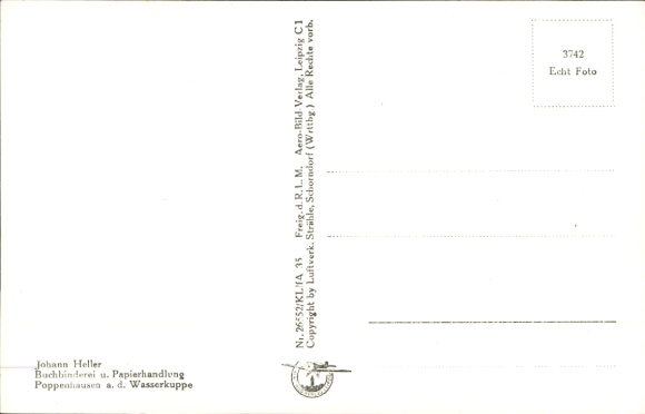 Postcard Poppenhausen at the Wasserkuppe Rhön, aerial photograph