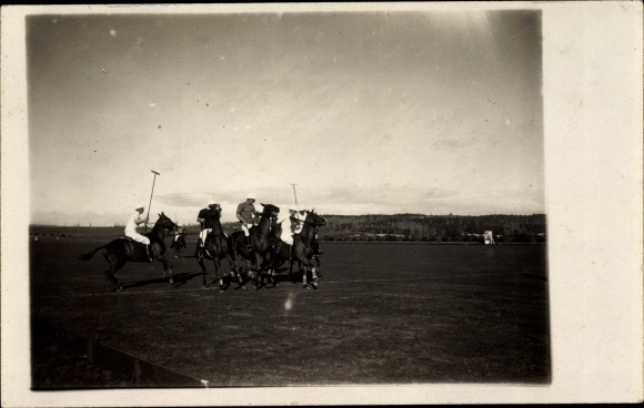 Photo Postcard Men playing polo, horses