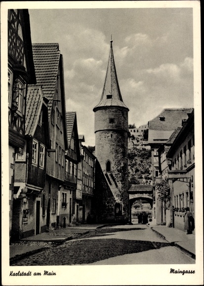 Postcard Karlstadt am Main Lower Franconia, Maingasse, gate, tower
